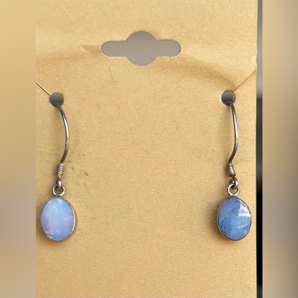 Sterling silver set fire opal shepherds hook earrings in original packaging - Picture 1 of 5